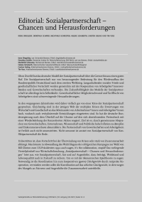 Editorial: Sozialpartnerschaft – Chancen und Herausforderungen