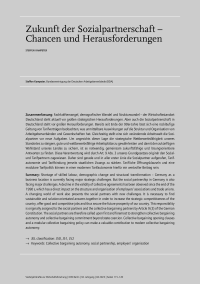 Zukunft der Sozialpartnerschaft – Chancen und Herausforderungen