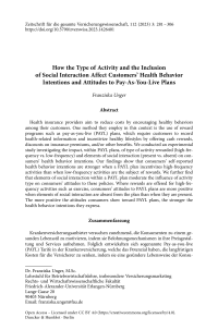 How the Type of Activity and the Inclusion of Social Interaction Affect Customers’ Health Behavior Intentions and Attitudes to Pay-As-You-Live Plans