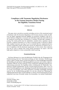 Compliance with Taxonomy Regulation Disclosures in the German Insurance Market During the Eligibility Transition Period