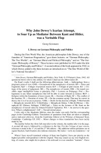 Why John Dewey’s Icarian Attempt, to Soar Up as Mediator Between Kant and Hitler, was a Veritable Flop