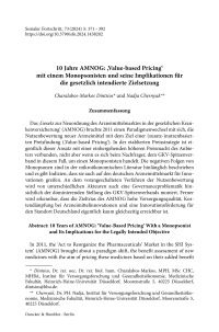 10 Jahre AMNOG: ‚Value-based Pricing‘ mit einem Monopsonisten und seine Implikationen für die gesetzlich intendierte Zielsetzung