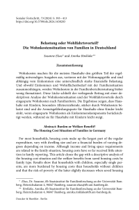 Belastung oder Wohlfahrtsvorteil? Die Wohnkostensituation von Familien in Deutschland