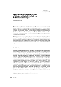 Führt fiskalische Äquivalenz zu einer effizienten Allokation? Die Rolle von Mehrheitsabstimmungen