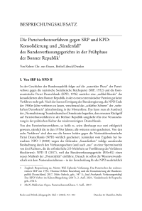 Die Parteiverbotsverfahren gegen SRP und KPD: Konsolidierung und „Sündenfall“ des Bundesverfassungsgerichts in der Frühphase der Bonner Republik