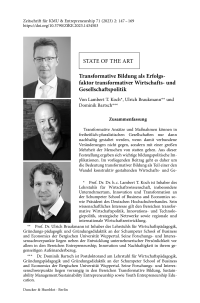 Transformative Bildung als Erfolgsfaktor transformativer Wirtschafts- und Gesellschaftspolitik