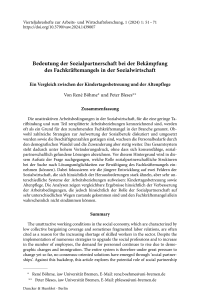 Bedeutung der Sozialpartnerschaft bei der Bekämpfung des Fachkräftemangels in der Sozialwirtschaft
