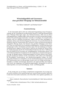 Wirtschaftspolitik und Governance eines gerechten Übergangs zur Klimaneutralität
