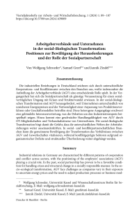 Arbeitgeberverbände und Unternehmen in der sozial-ökologischen Transformation: Positionen zur Bewältigung der Herausforderungen und der Rolle der Sozialpartnerschaft