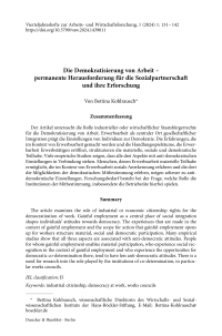 Die Demokratisierung von Arbeit – permanente Herausforderung für die Sozialpartnerschaft und ihre Erforschung