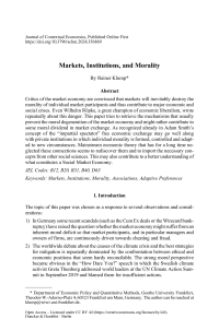 Markets, Institutions, and Morality