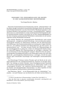 Phänomen und Phänomenologie des Rechts in der nachsowjetischen Rechtstheorie