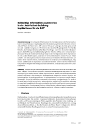 Beidseitige Informationsasymmetrien in der Arzt-Patient-Beziehung: Implikationen für die GKV