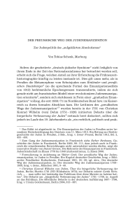 Der preußische Weg der Judenemanzipation. Zur Judenpolitik des “aufgeklärten Absolutismus“
