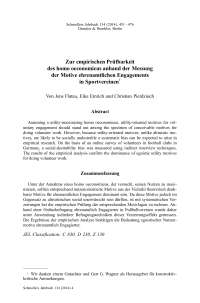 Zur empirischen Prüfbarkeit des homo oeconomicus anhand der Messung der Motive ehrenamtlichen Engagements in Sportvereinen