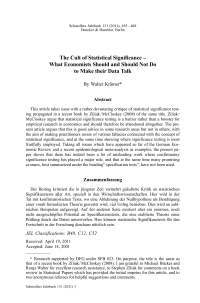 The Cult of Statistical Significance – What Economists Should and Should Not Do to Make their Data Talk