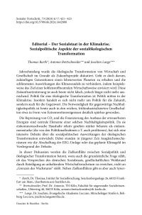 Editorial – Der Sozialstaat in der Klimakrise. Sozialpolitische Aspekte der sozialökologischen Transformation