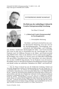 Die Relevanz der zukünftigen Cultural & Creative Entrepreneurship Forschung