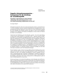 Doppelte Informationsasymmetrien – Konsequenzen für die Gestaltung der Gesundheitspolitik