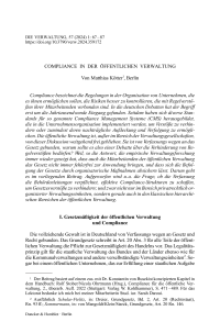 Compliance in der öffentlichen Verwaltung