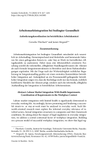 Arbeitsmarktintegration bei bedingter Gesundheit