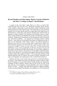 Beyond Idealism and Materialism: Hegel’s Concept of Dialectic and Marx’s Critique of Hegel’s ‘Mystifications’
