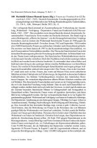 Mechthild Gilzmer/Hannah Sprute (Hg.): Frauen aus Frankreich im KZ Ravensbrück (1942 – 1945). Deutsch-Französische Forschungsperspektiven (Forschungsbeiträge und Materialien der Stiftung Brandenburgische Gedenkstätten, 33).