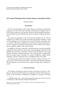 29th Annual Meeting of the German Finance Association (DGF)