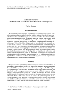 Disintermediation? Herkunft und Zukunft des bank-basierten Finanzsystems