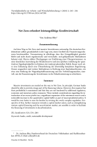 Net Zero erfordert leistungsfähige Kreditwirtschaft