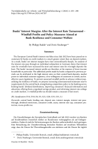 Banks’ Interest Margins After the Interest Rate Turnaround – Windfall Profits and Policy Measures Aimed at Bank Resilience and Consumer Welfare