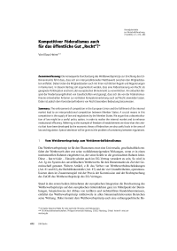 Kompetitiver Föderalismus auch für das öffentliche Gut “Recht“?