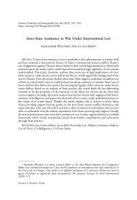 Inter-State Assistance in War Under International Law