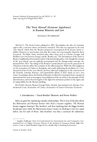The ‘Near Abroad’ (Ближнее Зарубежьe) in Russian Rhetoric and Law
