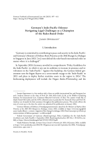 Germany’s Indo-Pacific Odyssey: Navigating Legal Challenges as a Champion of the Rules-Based Order