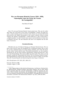 Wer war Hermann Heinrich Gossen (1810–1858), Namensgeber eines der Preise des Vereins für Socialpolitik?