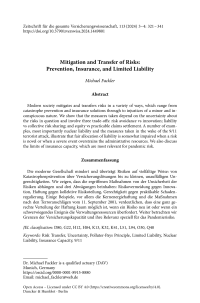 Mitigation and Transfer of Risks: Prevention, Insurance, and Limited Liability