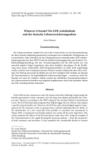 Whatever it breaks? Die EZB-Anleihekäufe und der deutsche Lebensversicherungssektor