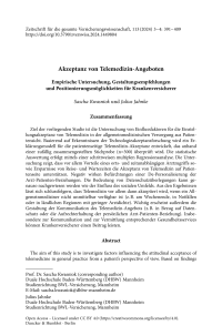 Akzeptanz von Telemedizin-Angeboten.
