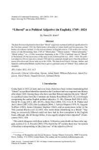 “Liberal” as a Political Adjective (in English), 1769 – 1824