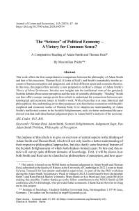 The “Science” of Political Economy – A Victory for Common Sense?