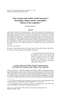 “The Greatest and Noblest of all Characters”: Knowledge, Improvements, and Smith’s “Science of the Legislator”