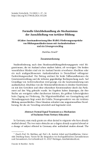 Formelle Gleichbehandlung als Mechanismus der Ausschließung von tertiärer Bildung