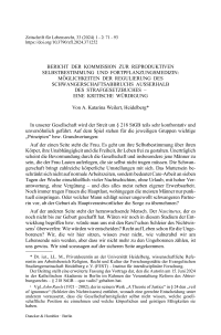 Bericht der Kommission zur reproduktiven Selbstbestimmung und Fortpflanzungsmedizin: Möglichkeiten der Regulierung des Schwangerschaftsabbruchs außerhalb des Strafgesetzbuches – eine kritische Würdigung