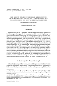 Der Bericht der Kommission zur reproduktiven Selbstbestimmung und Fortpflanzungsmedizin zur Neuregulierung des Schwangerschaftsabbruchs