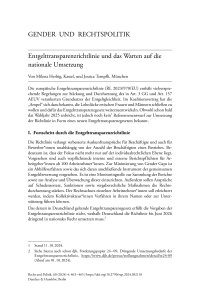 Entgelttransparenzrichtlinie und das Warten auf die nationale Umsetzung