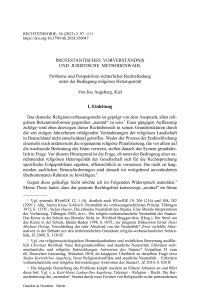 Protestantisches Vorverständnis und juristische Methodenwahl