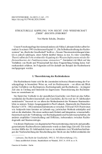 Strukturelle Kopplung von Recht und Wissenschaft „über“ (Rechts–)Theorie?