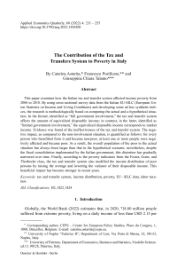 The Contribution of the Tax and Transfers System to Poverty in Italy