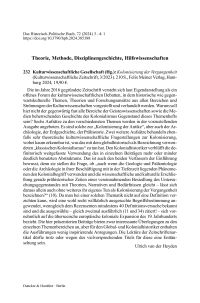 Kulturwissenschaftliche Gesellschaft (Hg.): Kolonisierung der Vergangenheit (Kulturwissenschaftliche Zeitschrift, 3/2023).